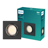 Oprawa Podtynkowa Wpuszczana LED GU10 Ruchoma Aluminiowa Kwadratowa Czarna Peridot Philips