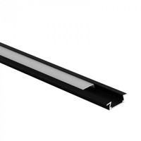 Profil Aluminiowy LED Wpuszczany Podtynkowy Czarny 2m z Kloszem Mroźnym do Taśm LED + Zaślepki seria P Ecolight