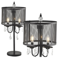 Lampa stołowa stojąca ozdobna Bresso 3xE14 GOLDLUX (Polux) czarna