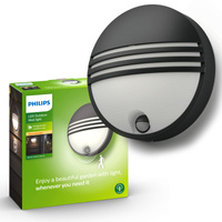 Kinkiet Ogrodowy Lampa Elewacyjna Zewnętrzna LED 6W 600lm 2700K IP44 z Czujnikiem Ruchu i Zmierzchu Czarna Yarrow Philips