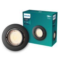 Oprawa Podtynkowa Wpuszczana LED GU10 Ruchoma Aluminiowa Okrągła Czarna Peridot Philips