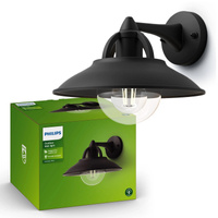 Kinkiet Ogrodowy Lampa Elewacyjna Zewnętrzna LATARNIA E27 IP44 Czarna Cormorant Philips