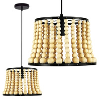 Lampa Wisząca Sufitowa BRENA 1x E27 Zwis Czarna Drewno GOLDLUX (Polux)