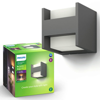 Kinkiet Ogrodowy Lampa Elewacyjna Zewnętrzna LED 9W 800lm 2700K IP44 Antracyt Arbour Philips