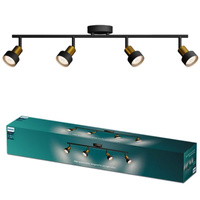 Lampa Sufitowa Reflektor 4x GU10 Czarna-Miedziana Conduit Philips