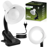 Lampka Biurkowa Stołowa Regulowana LIRIA Szkolna Nocna E27 Klips Biała LUMILED