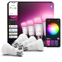 4x Żarówka LED E27 A60 6W = 60W 810lm 1800-20000K CCT + RGB SMART Inteligentna Bluetooth ZigBee White and Color Ambiance Philips HUE