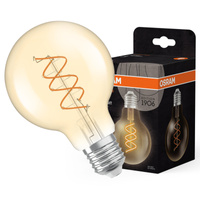 Żarówka LED Dekoracyjna G80 Kula E27 8W = 60W 806lm 2200K Ciepła CRI90 300° Bursztynowa Ściemnialna Vintage 1906 Osram