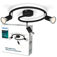 Lampa Sufitowa Reflektor Natynkowy 3x GU10 Czarna Limbali Philips