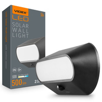 Naświetlacz Lampa Solarna z Czujnikiem 500lm 5000K Neutralna 120° 3.2V IP54 IK07 Natynkowy Czarny VIDEX