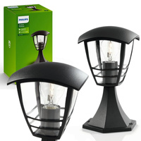 Lampa Ogrodowa Zewnętrzna SŁUPEK 30cm LATARNIA E27 IP44 Czarna Creek Philips