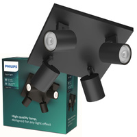 Lampa Sufitowa Reflektor Natynkowy 4x GU10 Czarna Runner Philips
