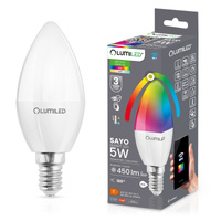 Żarówka LED E14 B35 ŚWIECZKA 5W = 40W 450lm RGB Ściemnialna CCT Inteligentna TUYA WiFi SMART SAYO LUMILED