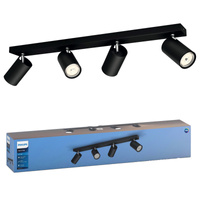Lampa Sufitowa Reflektor 4x GU10 Czarna Kosipo Philips