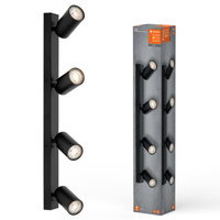 Lampa Sufitowa Ścienna LED Spot Reflektor 4-Punktowy Ściemnialna 13.6W GU10 Czarna LEDVANCE