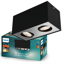Oprawa Natynkowa Lampa LED 9W 1000lm 2200-2700K Ściemnialna WarmGlow Czarna Box Philips