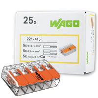 Szybkozłączki Złączki Instalacyjne Zestaw 25x 221-415 na Przewód 5x0,2-4mm