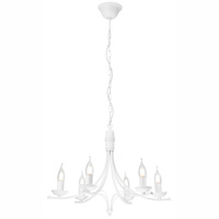 Lampa Wisząca Sufitowa LUCY 6xE14 Żyrandol Biała Klasyczna LM-6.153 Lamkur