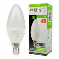 Żarówka LED Świeczka B37 E14 3W 270lm 3000K Ciepła Ecolight