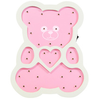 Lampka drewniana nocna dekoracyjna MIŚ RÓŻOWY LED ciepła GOLDLUX (Polux) lampka dla dzieci