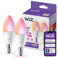 2x Żarówka LED E14 Świeczka C37 4.9W = 40W 470lm 2200-6500K RGB + TW Inteligentna SMART WiFi Bluetooth Aplikacja WiZ