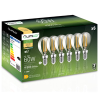 6x Żarówka LED E14 Kulka P45 7W = 60W 806lm 3000K Ciepła 360° FILAMENT LUMILED