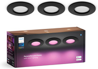 3x Panel LED Oprawa Podtynkowa Wpuszczana 8.3W 1000lm IP44 White and Color Ambiance RGB + TW Czarna Inteligentna SMART Zigbee Bluetooth Slim Downlights Philips HUE