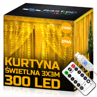Kurtyna LED USB 5V 300xLED na pilota 2700K LVT