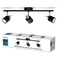 Lampa Sufitowa Reflektor Natynkowy3x GU10 Czarna Meranti Philips