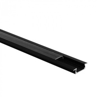 Profil Aluminiowy LED Wpuszczany Podtynkowy Czarny 2m z Kloszem Przezroczystym do Taśm LED + Zaślepki seria P Ecolight