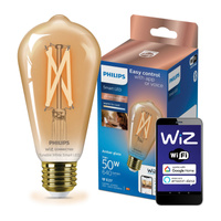 Żarówka LED E27 Edison ST64 7W = 50W 640lm 2000-5000K TW FILAMENT Bursztynowa Inteligentna SMART WiFi Bluetooth Aplikacja WiZ Philips
