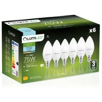 6x Żarówka LED E14 Świeczka B35 10W = 75W 1100lm 6500K Zimna 180° LUMILED