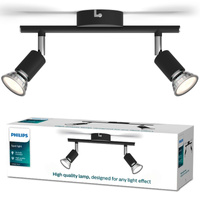 Lampa Sufitowa Reflektor Natynkowy 2x GU10 Czarna Limbali Philips