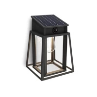 Kinkiet Ogrodowy Lampa Solarna Elewacyjna Zewnętrzna LED 3.2W 470lm 4000K IP44 z Czujnikiem Ruchu i Zmierzchu Czarna Lysin Ultra Efficient Philips