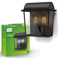 Kinkiet Ogrodowy Lampa Elewacyjna Zewnętrzna 2x E27 IP44 Czarna Harvest Philips