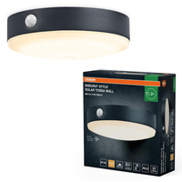 Lampa LED Elewacyjna Solarna Kinkiet Ścienny 6W 500lm 3000K Ciepła Solarne Czarna IP44 z Czujnikiem Ruchu i Zmierzchu Endura Style Osram