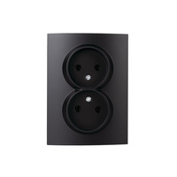 Gniazdo Sieciowe Zasilające Podwójne 16A Uziemienie Prostokątne Czarne LOGI Kanlux