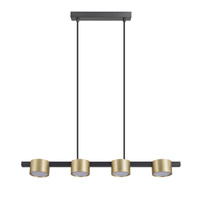 Lampa Sufitowa Wisząca Zwis 4x GX53 Czarna Złota MIRELLA Sanico Goldlux