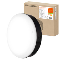 Lampa Zewnętrzna Sufitowa i Ścienna Kinkiet Elewacyjny LED 10W 800lm 3000K IP65 Czarny z Czujnikiem Ruchu i Zmierzchu Surface Bulkhead Ledvance