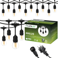Girlanda Ogrodowa Zewnętrzna Łańcuch Świetlny 15m 30x E27 Żarówki 7W 4000K MALUS Lumiled