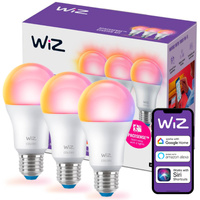 3x Żarówka LED E27 A60 8.8W = 60W 806lm 2200-6500K RGB + TW Inteligentna SMART WiFi Bluetooth Aplikacja WiZ