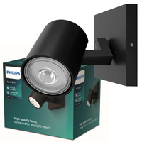 Lampa Ścienna Kinkiet GU10 Czarna Runner Philips