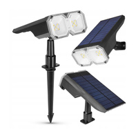 Lampa Ogrodowa LED Reflektor Solarna Wbijana IP44 2700K/6500K Czujnik Zmierzchu Zewnętrzna 
