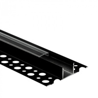 Profil Aluminiowy LED do Płyt GK Gipsowych REGIPS Podpłytkowy do Glazury Czarny 1m z Kloszem Przezroczystym do Taśm LED + Zaślepki seria GN Ecolight