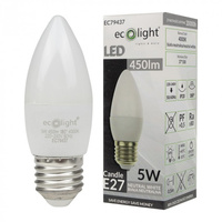 Żarówka LED Świeczka B37 E27 5W 450lm 4000K Neutralna Ecolight