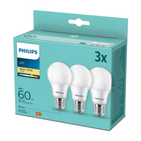 3PAK Żarówka LED E27 A60 8W = 60W 806lm 2700K Ciepła Mleczny PHILIPS 