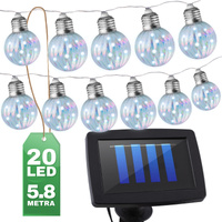 Girlanda Solarna Ogrodowa 20x LED Łańcuch Świetlny Ozdobne Kuleczki 5.8m