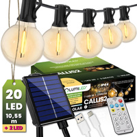 Girlanda Solarna Ogrodowa 20x LED Ozdobne Kuleczki 10,55m 2700K Ciepła + Pilot CALLIS2 LUMILED