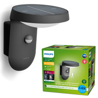 Kinkiet Ogrodowy Lampa Solarna Elewacyjna Zewnętrzna LED 1.2W 250lm 3000K IP44 z Czujnikiem Ruchu i Zmierzchu Antracyt Tyla Ultra Efficient Philips