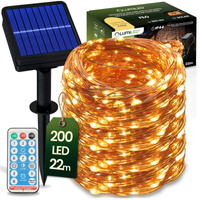Girlanda Solarna Ogrodowa 200x LED Ozdobne Druciki 22m 2700K Ciepła + PILOT FILO LUMILED